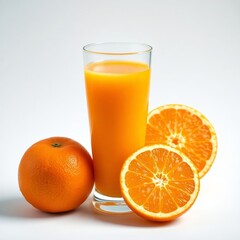 glass of orange juice isolated on white background