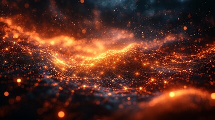 Abstract futuristic digital network design with glowing nodes and lines. Generative AI