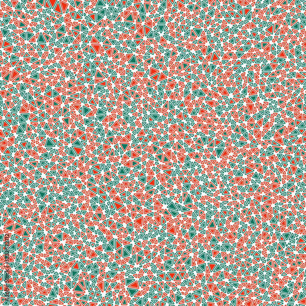 Poster multicolored seamless vector pattern. rounded solid shapes in frames. tiny triangles size. repeatabl