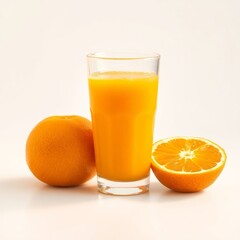 glass of orange juice isolated on white background