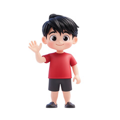Fototapeta premium A bod is waving hand isolated on transparent background 