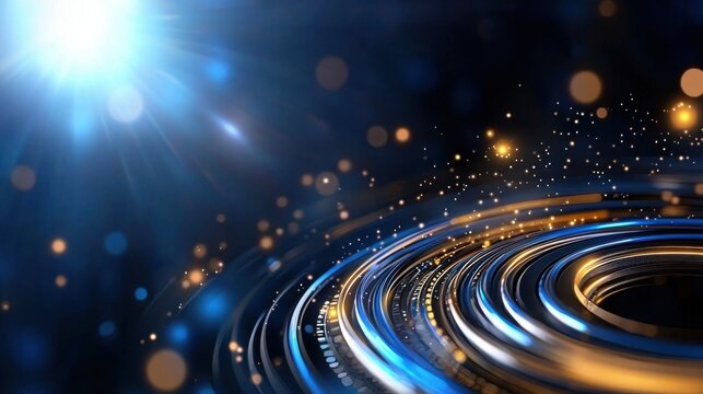 Mesmerizing Modern Technology Visual with Bright Blue Circular Patterns and Swirling Motions  Futuristic digital and innovative abstract design with a dynamic energetic and prismatic feel