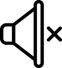 No Music, No Sound Outline Vector Icon Design