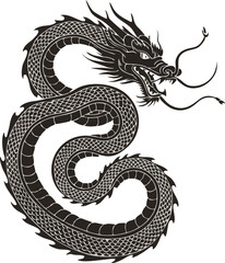 dragon snake Chinese New Year mascot logo design concept line vector illustration white background