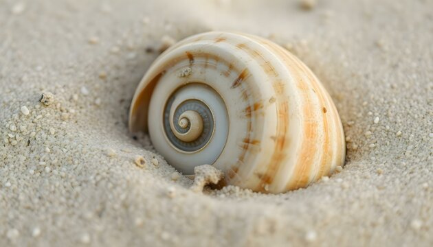 a seashell in the sand on a beach