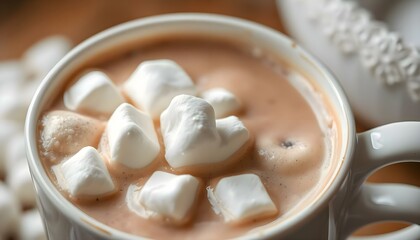 a cup of hot chocolate with marshmallows in it