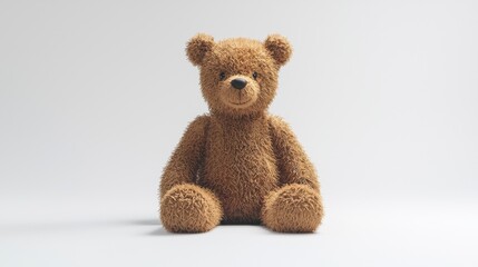 Obraz premium Cute teddy bear isolated on light background. Retro fluffy soft stuffed toy. Valentine day symbol