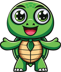 Cute Smiling Cartoon Turtle Vector Illustration Perfect for Digital Art, Merchandise, Stationery, and Creative Projects.