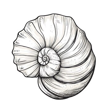 Detailed spiral seashell illustration