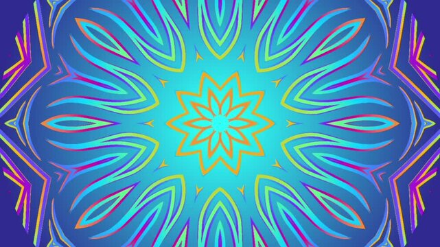 caleidoscope classic gradient circle flower art pattern of traditional tenun batik ethnic dayak ornament for animation ads	