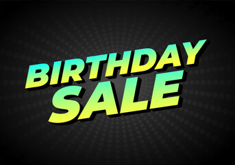 Birthday sale. text effect design for advertising needs