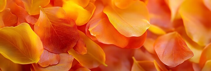 Autumn leaves in warm orange yellow and red hues with a natural blurred effect for seasonal botanical prints