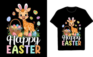 Happy Easter Giraffe Easter Day Tshirt Design