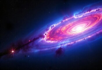 Cosmic Nebula: A Symphony of Purple and Pink Hues Across the Starry Expanse