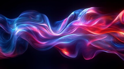 Futuristic Digital Art of Flowing Energy Waves in Neon Colors. Generative AI