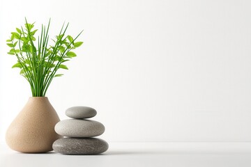 Relaxing Serene Indoor Zen Oasis with Pebbles  Lush Greenery  Calming Space Decoration Ideas