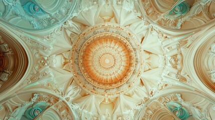 A mesmerizing kaleidoscopic design with swirling colors and symmetrical patterns. 