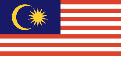 National flag of Malaysia in official colors and size