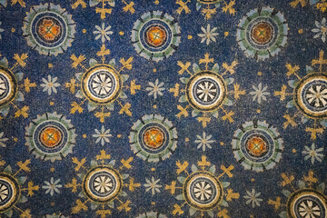 Ancient Byzantine Mosaic with Geometric Patterns