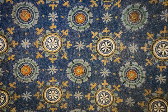 Ancient Byzantine Mosaic with Geometric Patterns