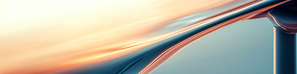 Abstract form reflecting a sunset, sleek curves and metallic sheen.