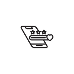 Rating love icon. Love rating on phone icon. Minimalist rating love.