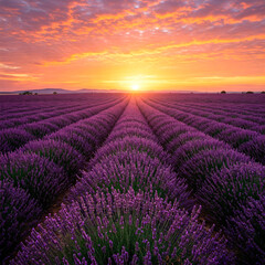 Fototapeta premium lavender field at sunset