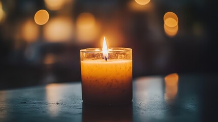 Warm Candle Light Glowing in Dim Atmosphere for Relaxation