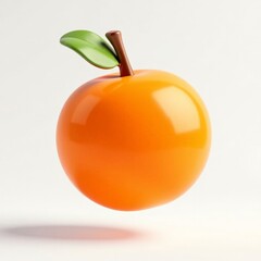 A cartoonish orange apple with a green leaf on top. The apple is floating in the air, giving the impression of it being light and airy