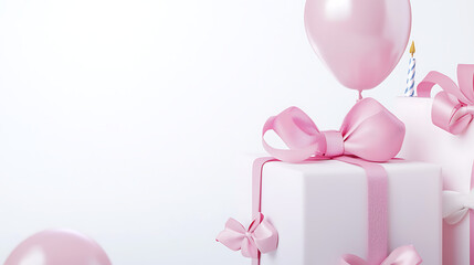 Fototapeta premium A pink box with a bow on top of it