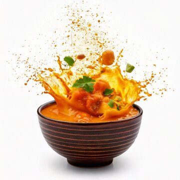 samber in a bowl masala splash on white background