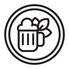 German Beer Logo Vector Line Icon Design
