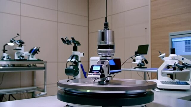 This video is about technology and scientific discoveries.

It shows a microscope that is used to study materials at the microscopic level. It demonstrates the ability of modern tools to help study a