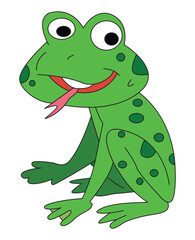 Green frog animals smiling vector illustration