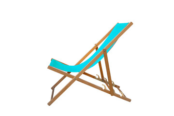 wooden deck chair isolated on a white background