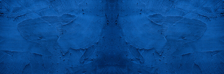 Old wall pattern texture cement blue dark abstract  blue color design are light with black gradient background.