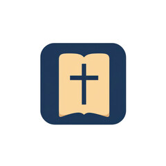 Obraz premium Religious Symbol of Cross on Open Book Icon in Simple Design