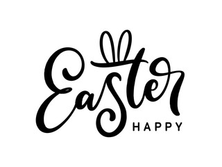Happy Easter hand drawn calligraphy lettering design. Handwritten brush text composition.