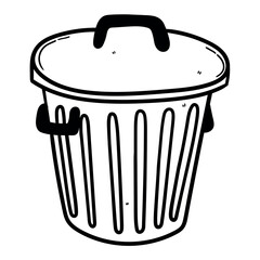 Hand drawn doodle trash can on white background.