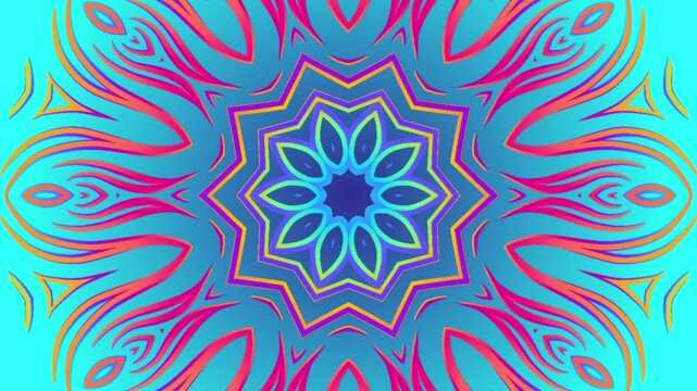 caleidoscope classic gradient circle flower art pattern of traditional tenun batik ethnic dayak ornament for animation ads	