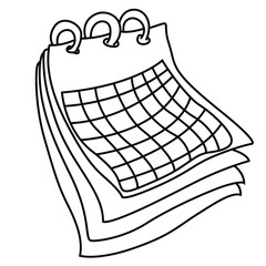 Cute cartoon hand drawn vector Calendar outline.