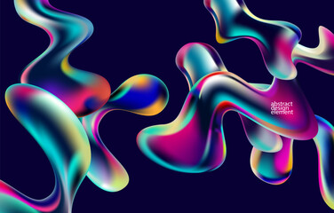 Abstract background of fluid iridescent shape. Elegant colorful wallpaper.