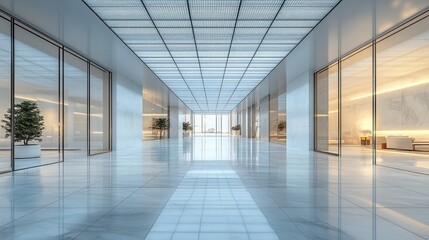 Modern Room with Glass Swing Doors and LED Ceiling Lights. Generative AI