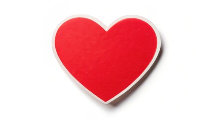 Fototapeta premium A bright red heart-shaped sticker isolated on a white background, social media graphic