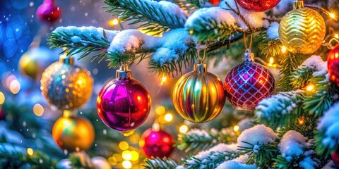 Drone Shot Christmas Ornaments Closeup - Aerial Festive Decoration Photography