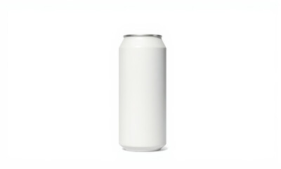 plain white aluminum can on white background, ideal for branding or mockup purposes. Perfect for showcasing designs or labels