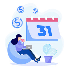 Illustration vector graphic cartoon character of salary payment