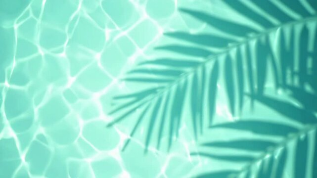 Top view of tropical leaf shadow on the water surface.