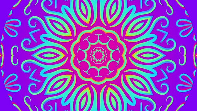 caleidoscope classic gradient circle flower art pattern of traditional tenun batik ethnic dayak ornament for animation ads	