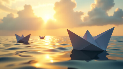 Obraz premium Sunlit Paper Voyage